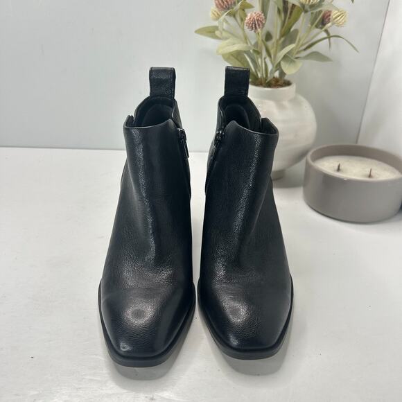 Vionic Lyssa Leather Heeled Ankle Boots Black Side Zip Square Toe Women's US 6 - Picture 2 of 10